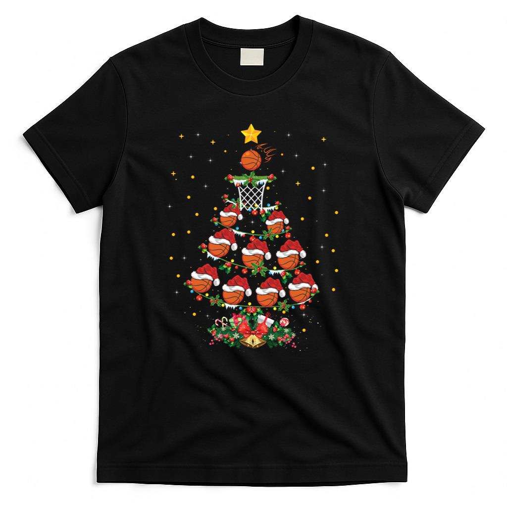 Basketball Sports Lover Xmas Gift Basketball Christmas Tree Long Sleeve T-Shirt
