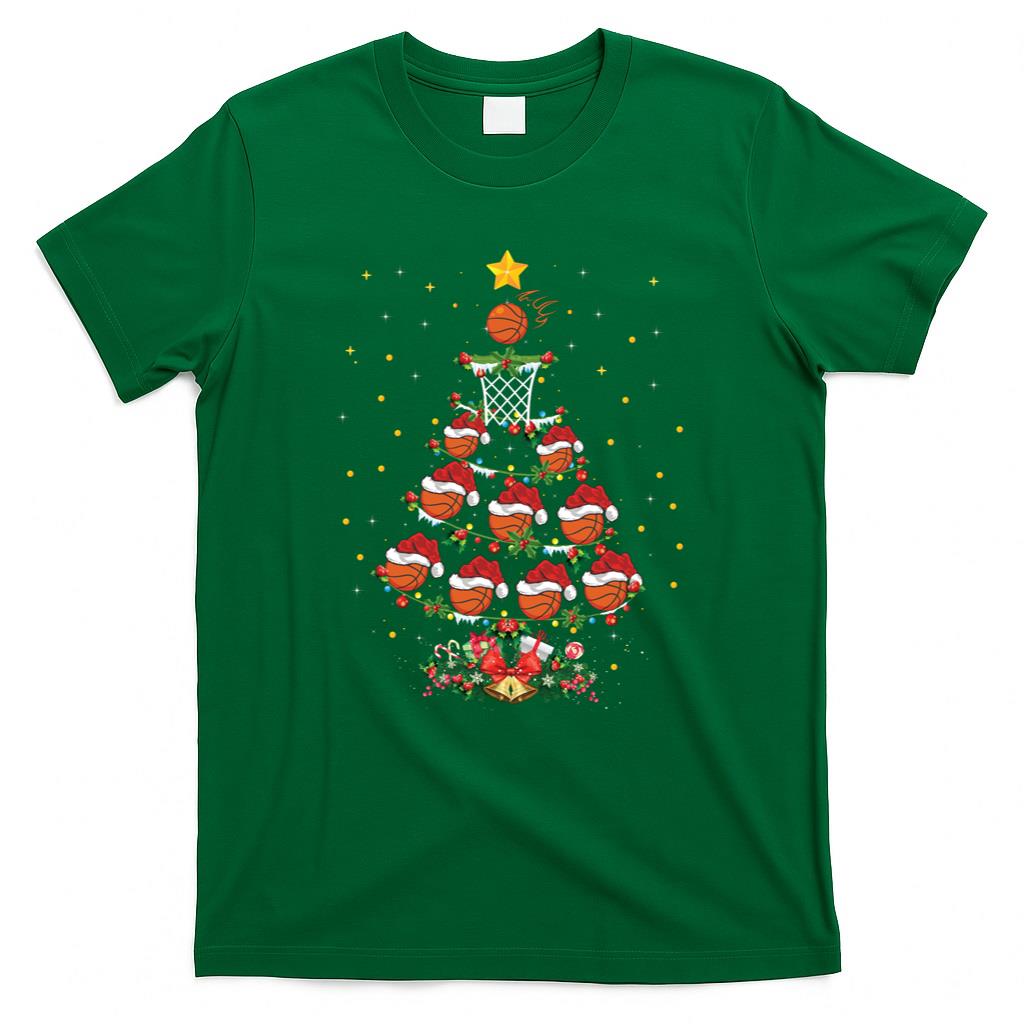Basketball Sports Lover Xmas Gift Basketball Christmas Tree Long Sleeve T-Shirt