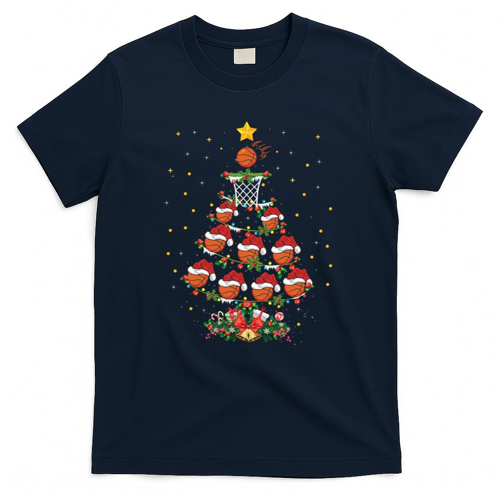 Basketball Sports Lover Xmas Gift Basketball Christmas Tree Long Sleeve T-Shirt