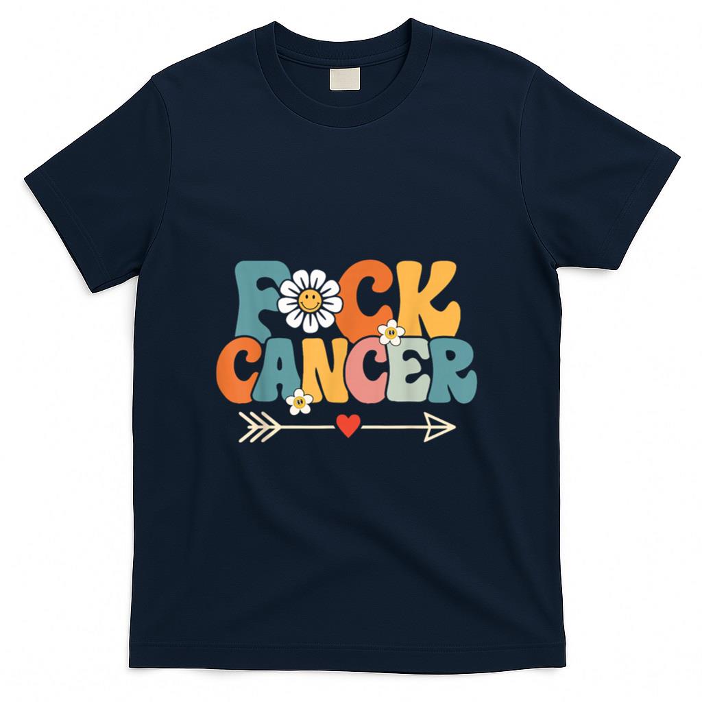Groovy Fuck Cancer I Hate Cancer Breast Cancer Awareness T-Shirt