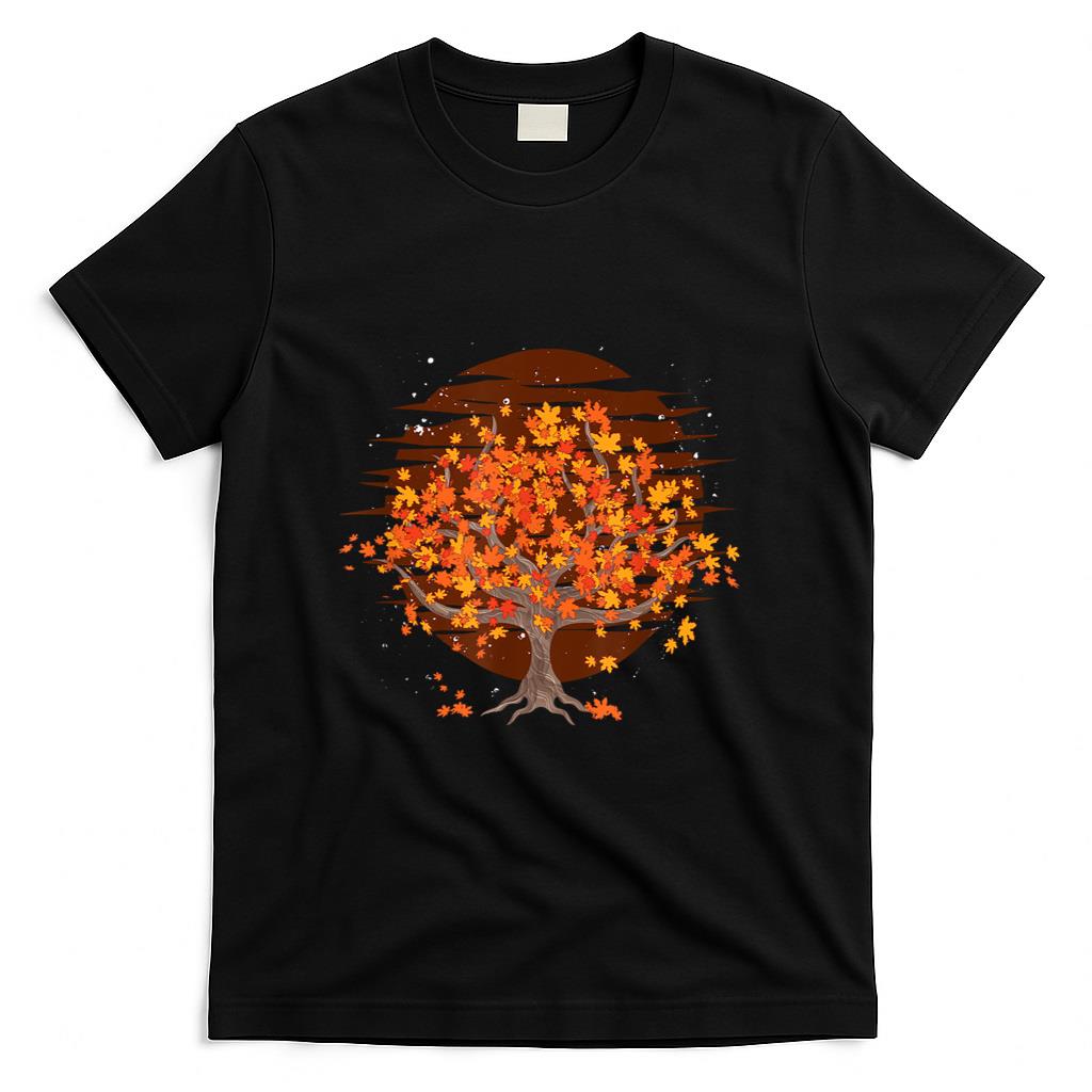 Thanksgiving Autumn Leaves Nature Forest Trees Retro Fall T-Shirt