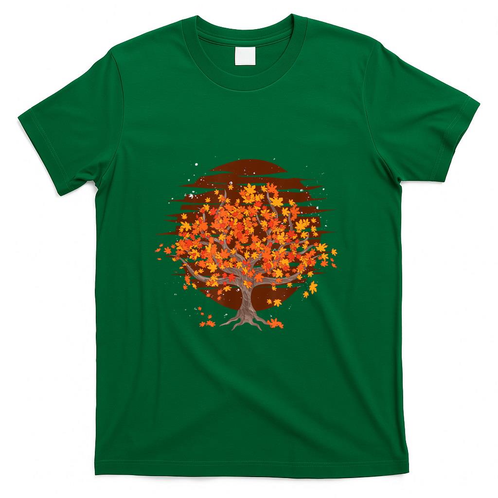 Thanksgiving Autumn Leaves Nature Forest Trees Retro Fall T-Shirt