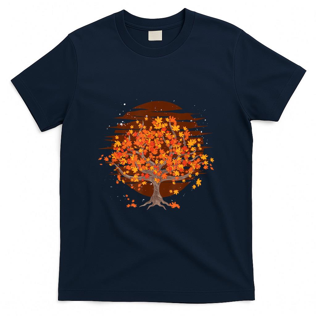 Thanksgiving Autumn Leaves Nature Forest Trees Retro Fall T-Shirt
