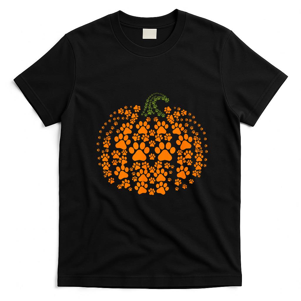 Pet Mom Halloween Shirt - Pumpkin Dog Cat Paw Print Halloween Pet Lover T-Shirt