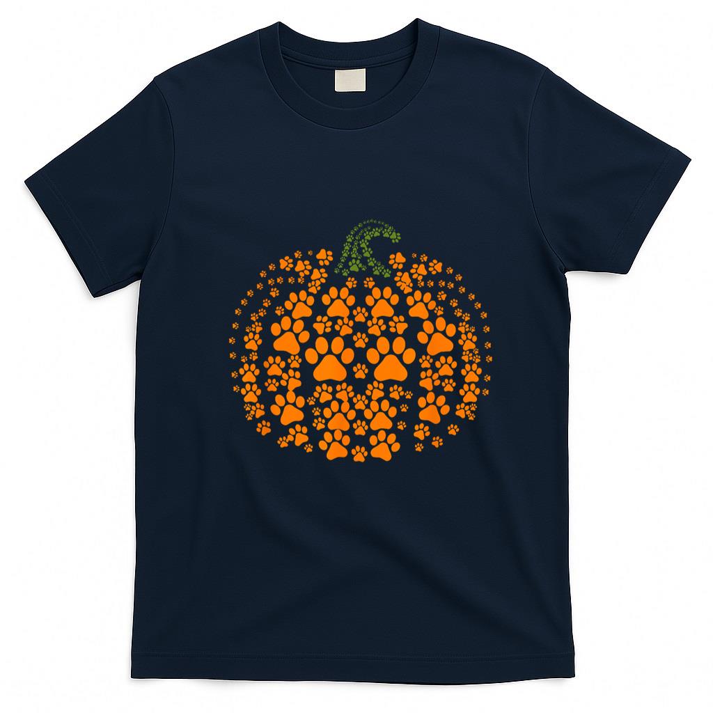 Pet Mom Halloween Shirt - Pumpkin Dog Cat Paw Print Halloween Pet Lover T-Shirt