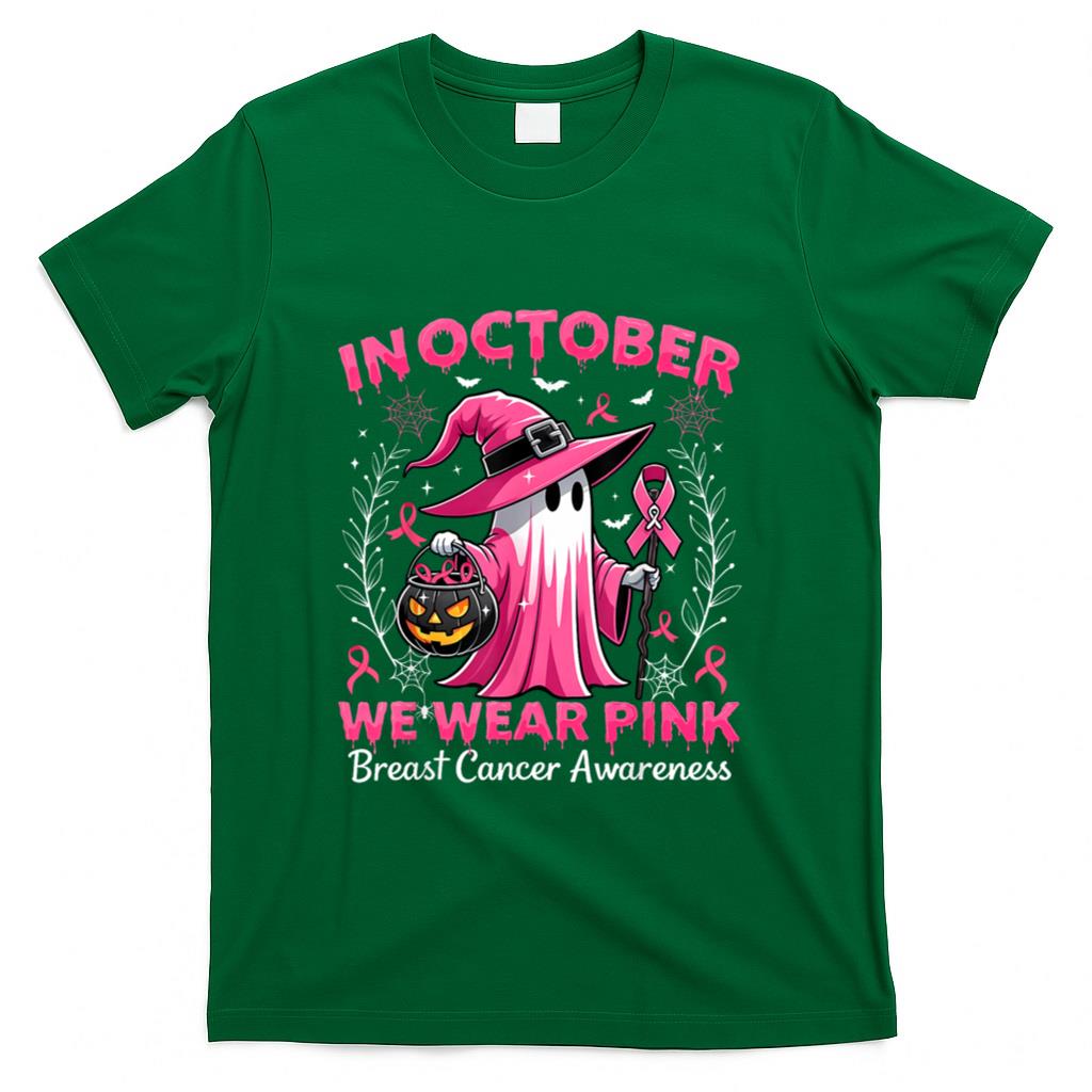 In October We Wear Pink Breast Cancer Awareness Halloween T-Shirt_2