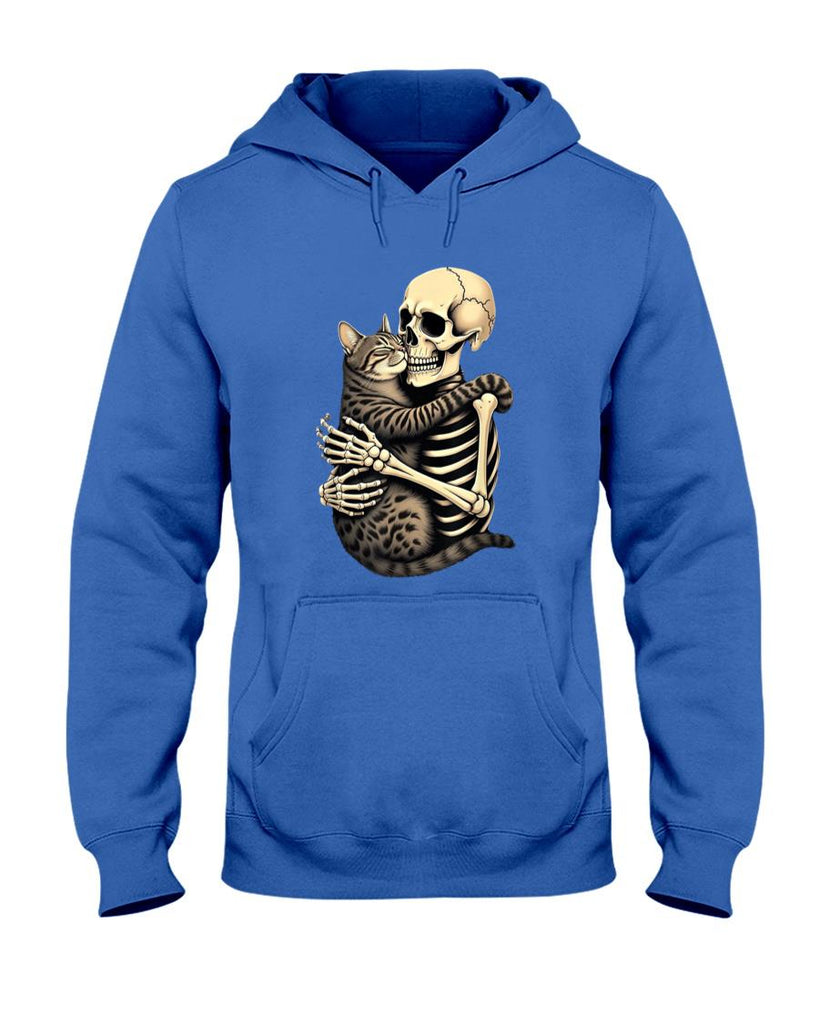 Pet Mom Halloween Shirt - Skeleton Hugging Cat Halloween Cat Lover Cat Mom Dad Bruh T-Shirt for Men Women