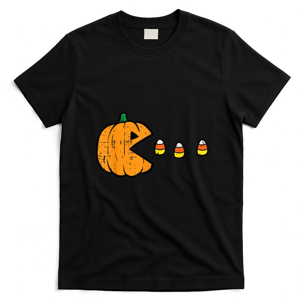 Halloween Shirt - Halloween Video Game Eating Candy Corns Gaming Boys Kids Men T-Shirt