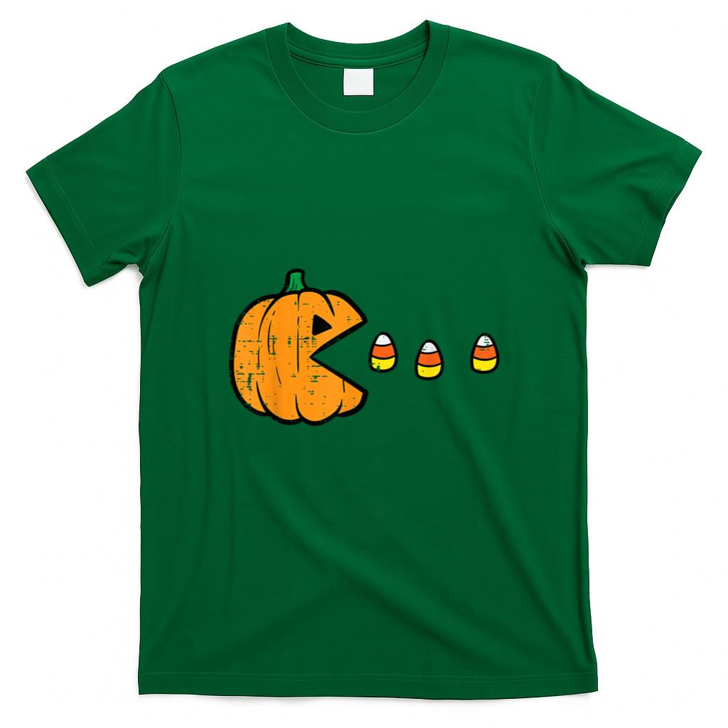 Halloween Shirt - Halloween Video Game Eating Candy Corns Gaming Boys Kids Men T-Shirt