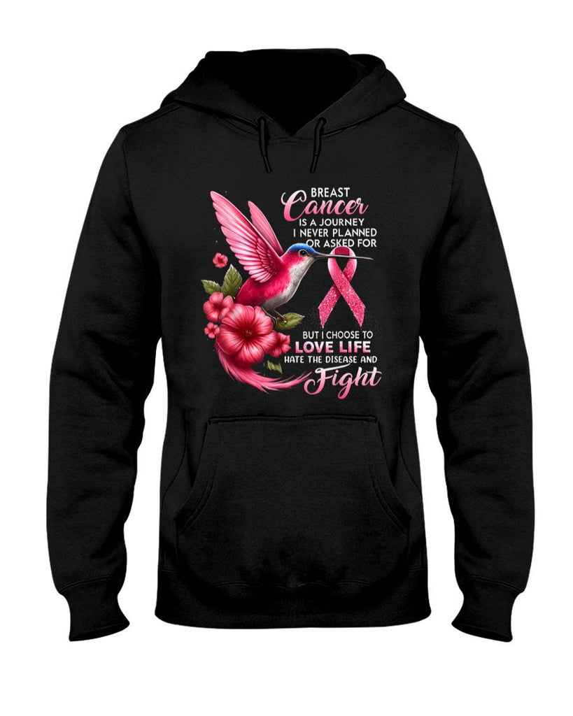 Breast Cancer Awareness Hummingbird Pink Ribbon Positive T-Shirt