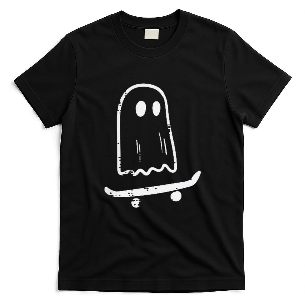 Halloween Shirt - Ghost On Skateboard Funny Retro Halloween Costume Boys Kids T-Shirt