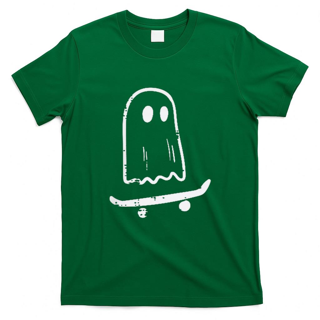 Halloween Shirt - Ghost On Skateboard Funny Retro Halloween Costume Boys Kids T-Shirt