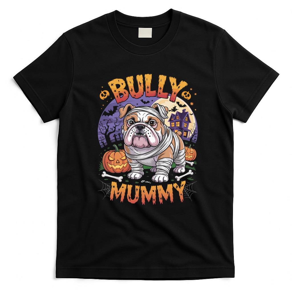 Pet Mom Halloween Shirt - Bully Mummy Funny Halloween Costume Dog Owner Bulldog Long Sleeve T-Shirt