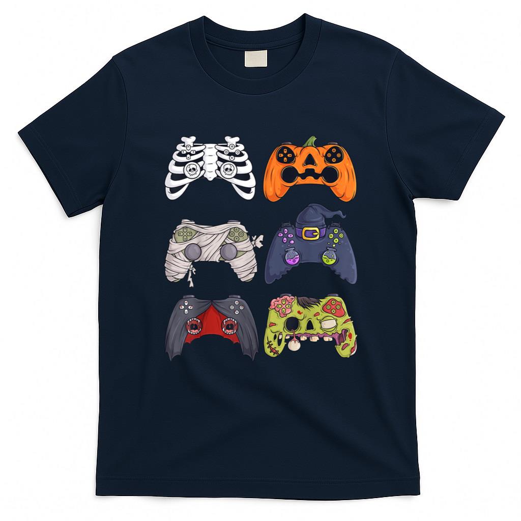 Halloween Shirt - Halloween Skeleton Zombie Gaming Controllers Mummy Boys Kids T-Shirt