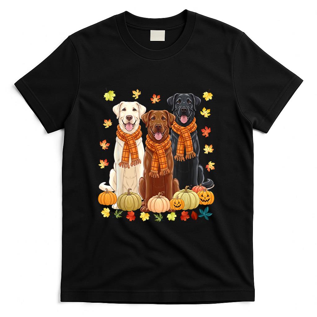 Fall Autumn Pumpkin Labrador Retriever Thanksgiving Dog Mom T-Shirt