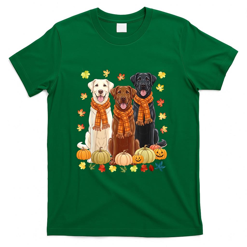 Fall Autumn Pumpkin Labrador Retriever Thanksgiving Dog Mom T-Shirt