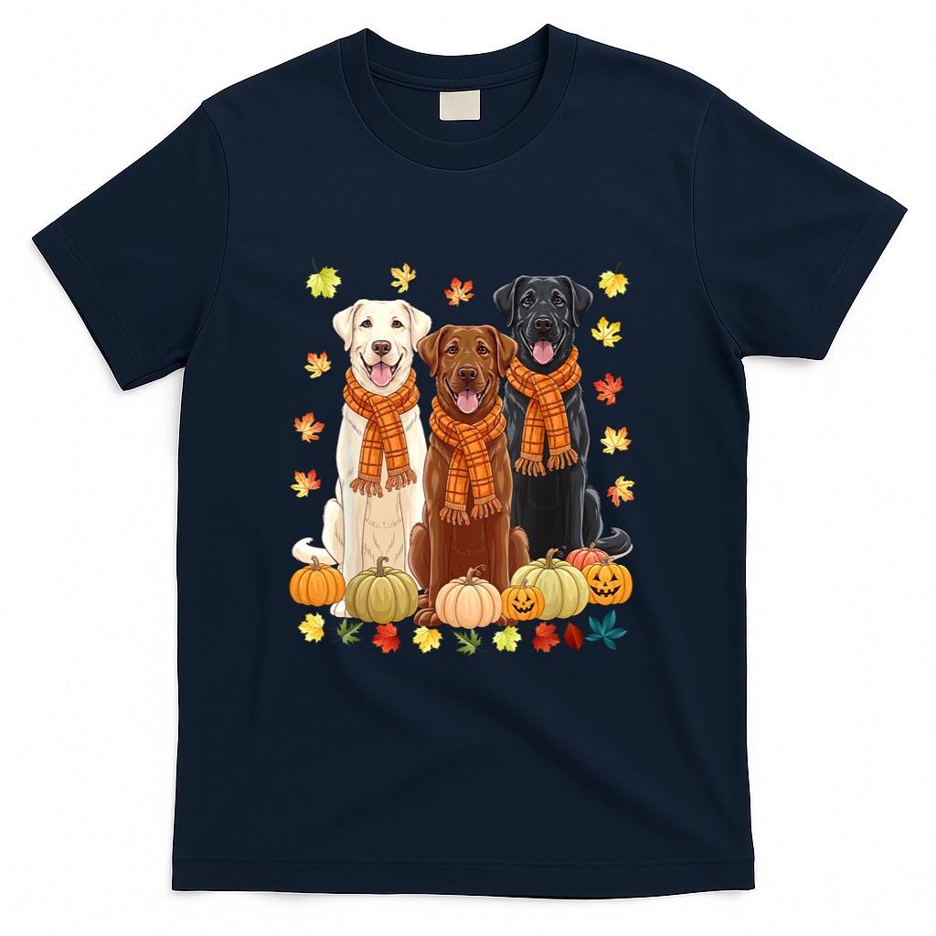 Fall Autumn Pumpkin Labrador Retriever Thanksgiving Dog Mom T-Shirt