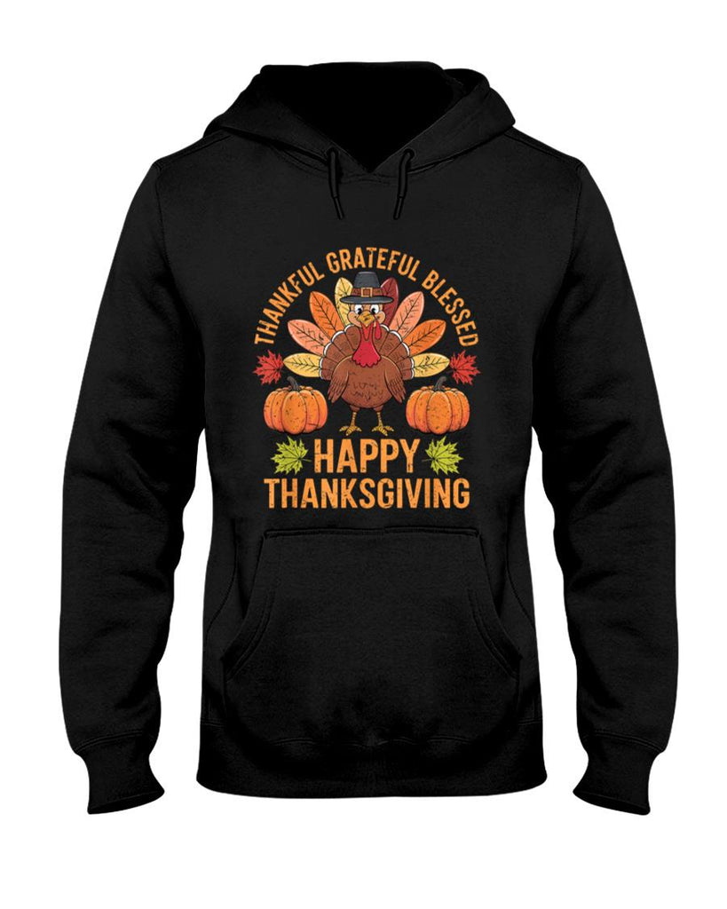 Thankful Grateful Blessed Turkey Women Happy Thanksgiving T-Shirt