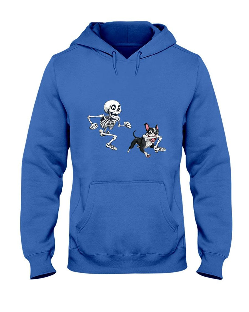 Pet Mom Halloween Shirt - Skeleton Chasing Dog Boston Terrier Halloween Pet Lover T-Shirt