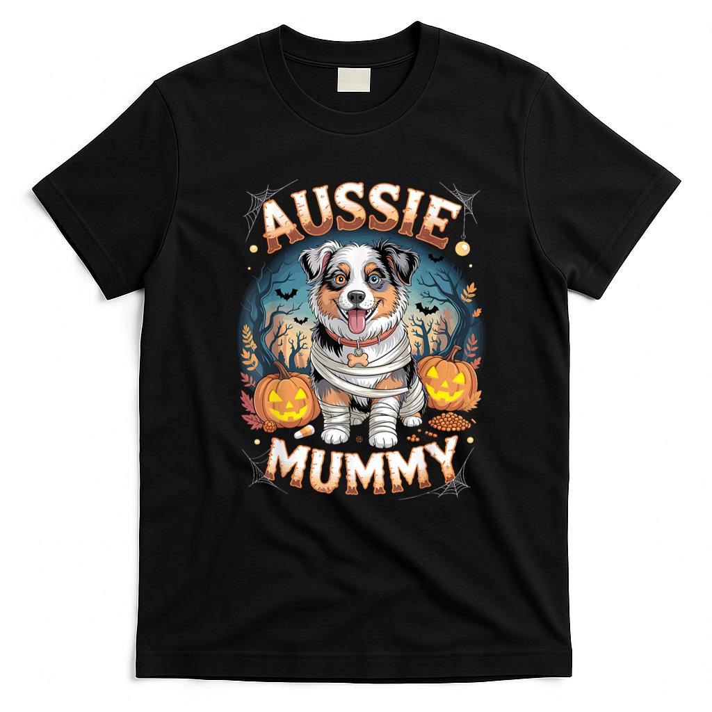Pet Mom Halloween Shirt - Aussie Mummy Halloween Costume Dog Owner Australien Shepherd T-Shirt