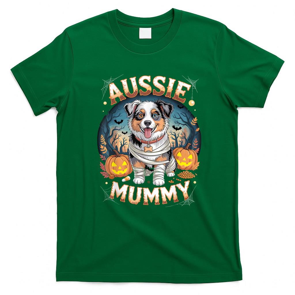 Pet Mom Halloween Shirt - Aussie Mummy Halloween Costume Dog Owner Australien Shepherd T-Shirt