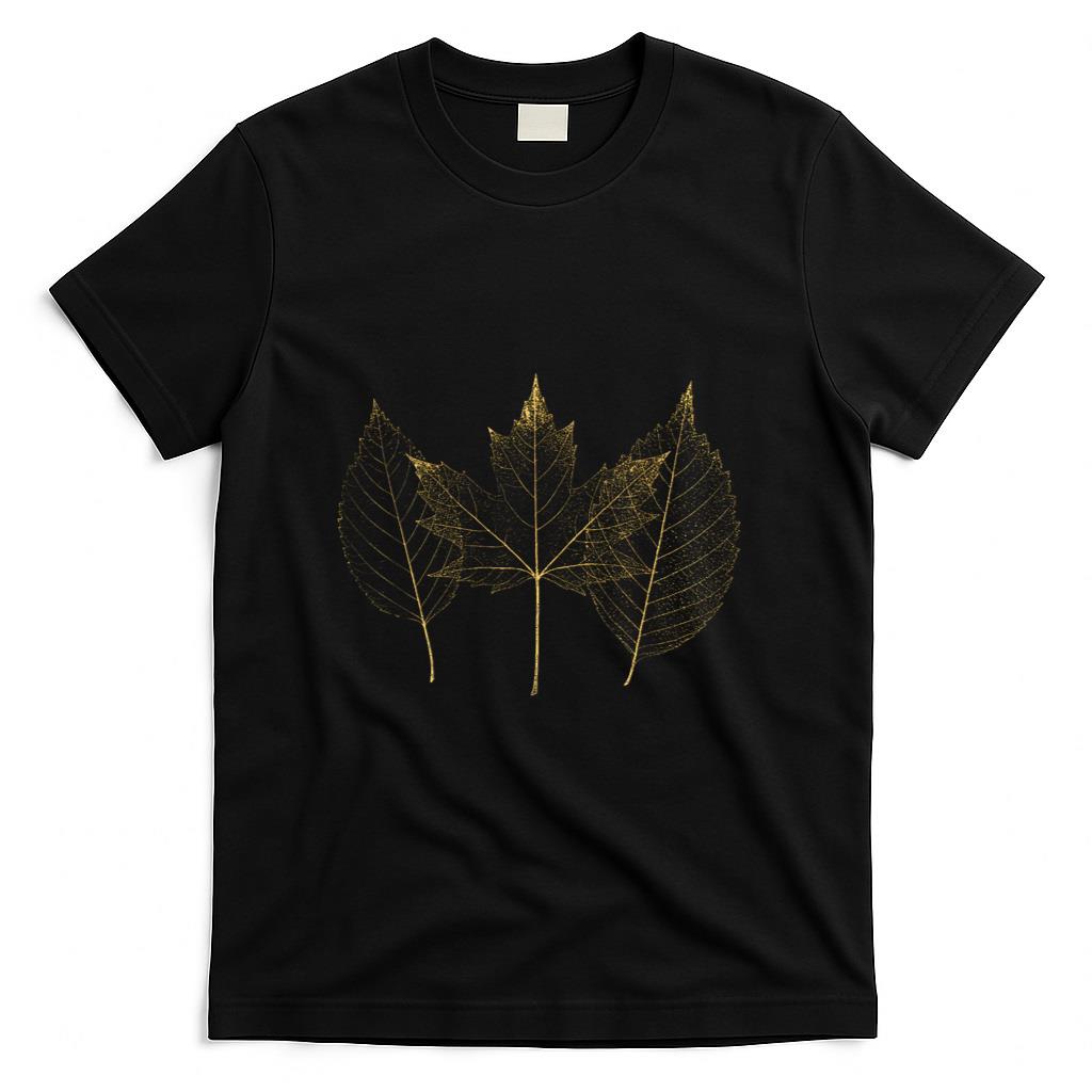 Golden Fall Leaves Autumn Leaf Thanksgiving Design T-Shirt
