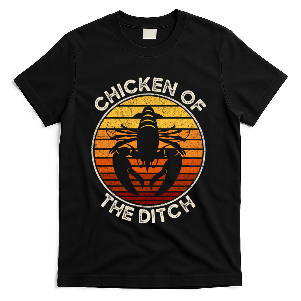 Chicken Of The Ditch Crawfish Boil Party Funny Cajun Lobster T-Shirt