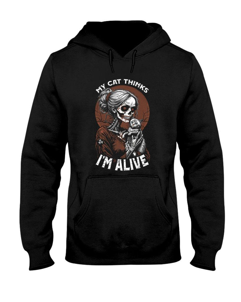 Pet Mom Halloween Shirt - Zombie Cat Mom Alive Hugging Kitty Funny Halloween Horror Premium T-Shirt