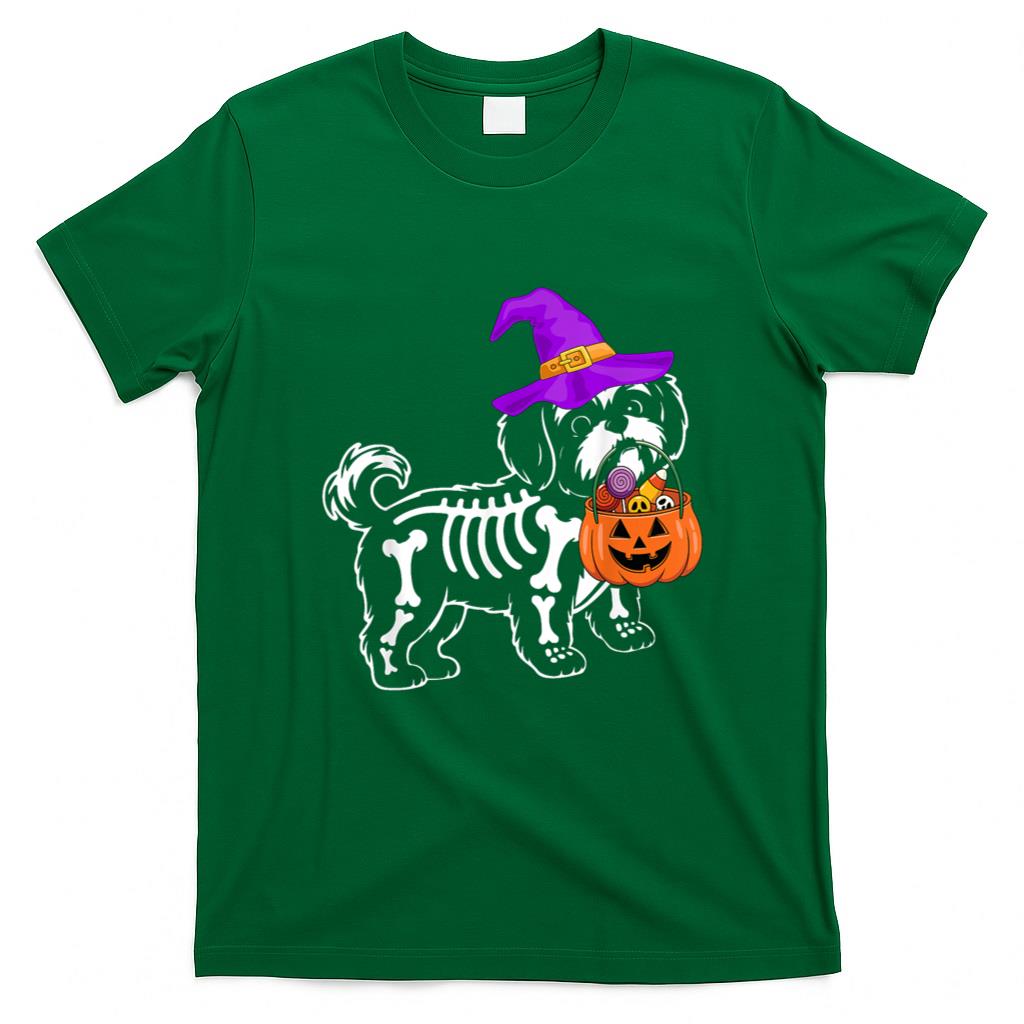 Halloween Shirt - Shih Tzu Dog Halloween Spooky Skeleton Trick or Treat T-Shirt