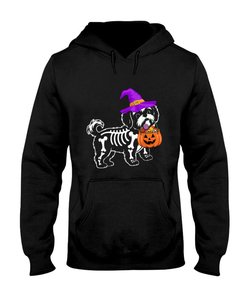 Halloween Shirt - Shih Tzu Dog Halloween Spooky Skeleton Trick or Treat T-Shirt
