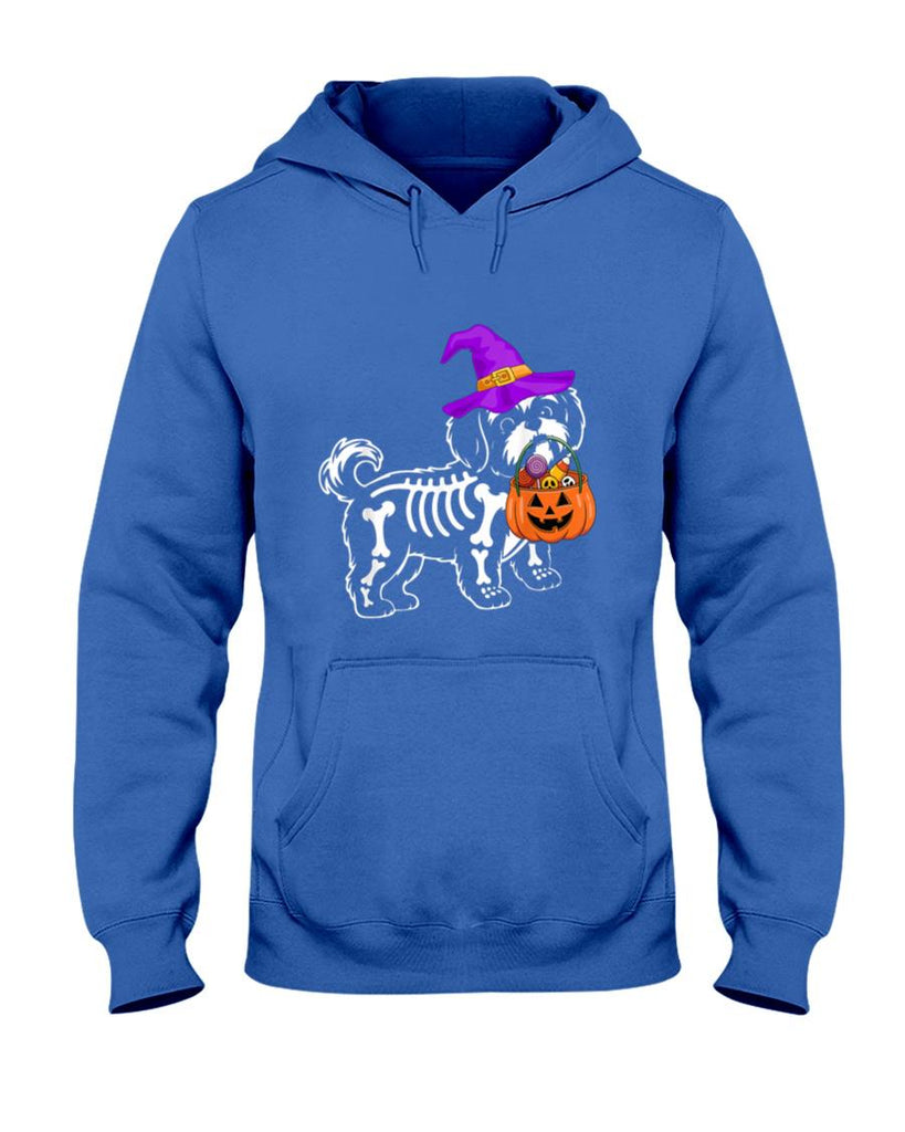 Halloween Shirt - Shih Tzu Dog Halloween Spooky Skeleton Trick or Treat T-Shirt