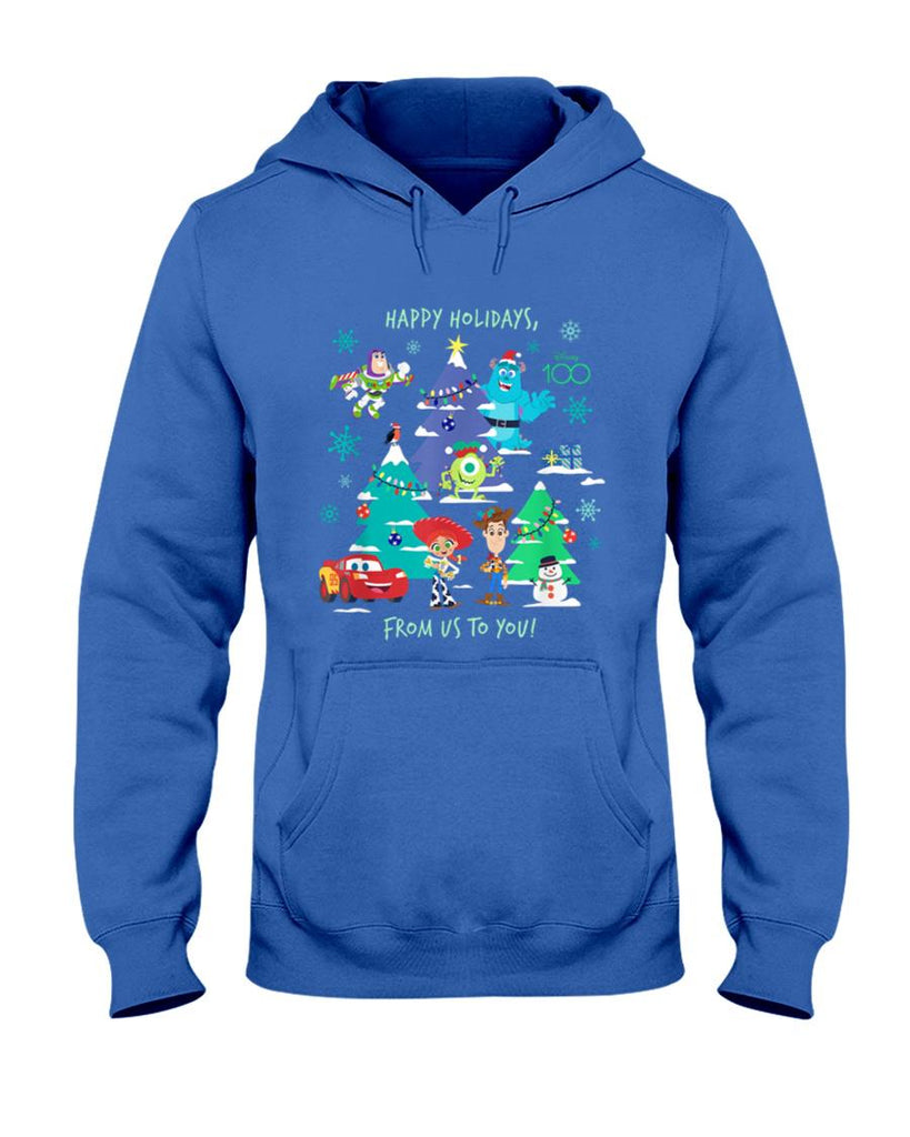 Disney 100 and Pixar Christmas Happy Holidays from Us to You T-Shirt