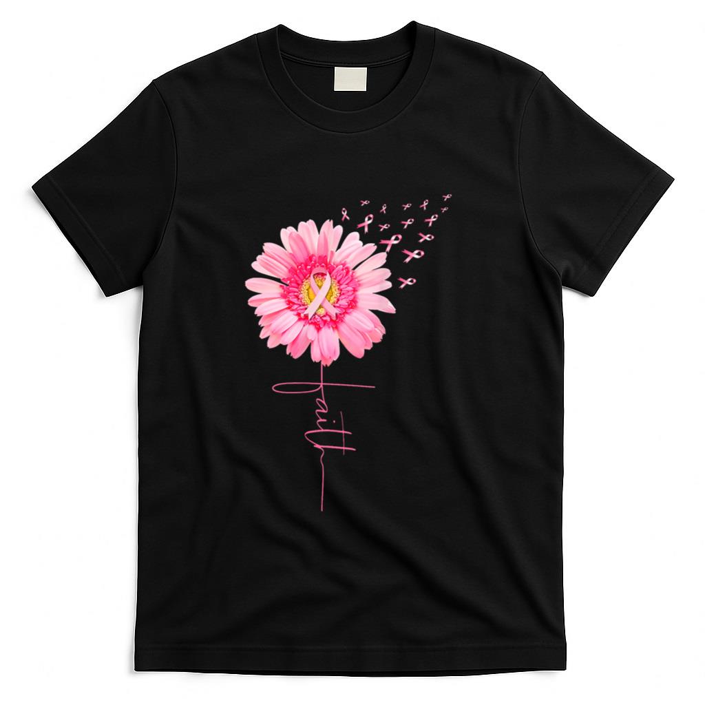 Pink Ribbon Daisy Faith - Breast Cancer Awareness Month Gift T-Shirt