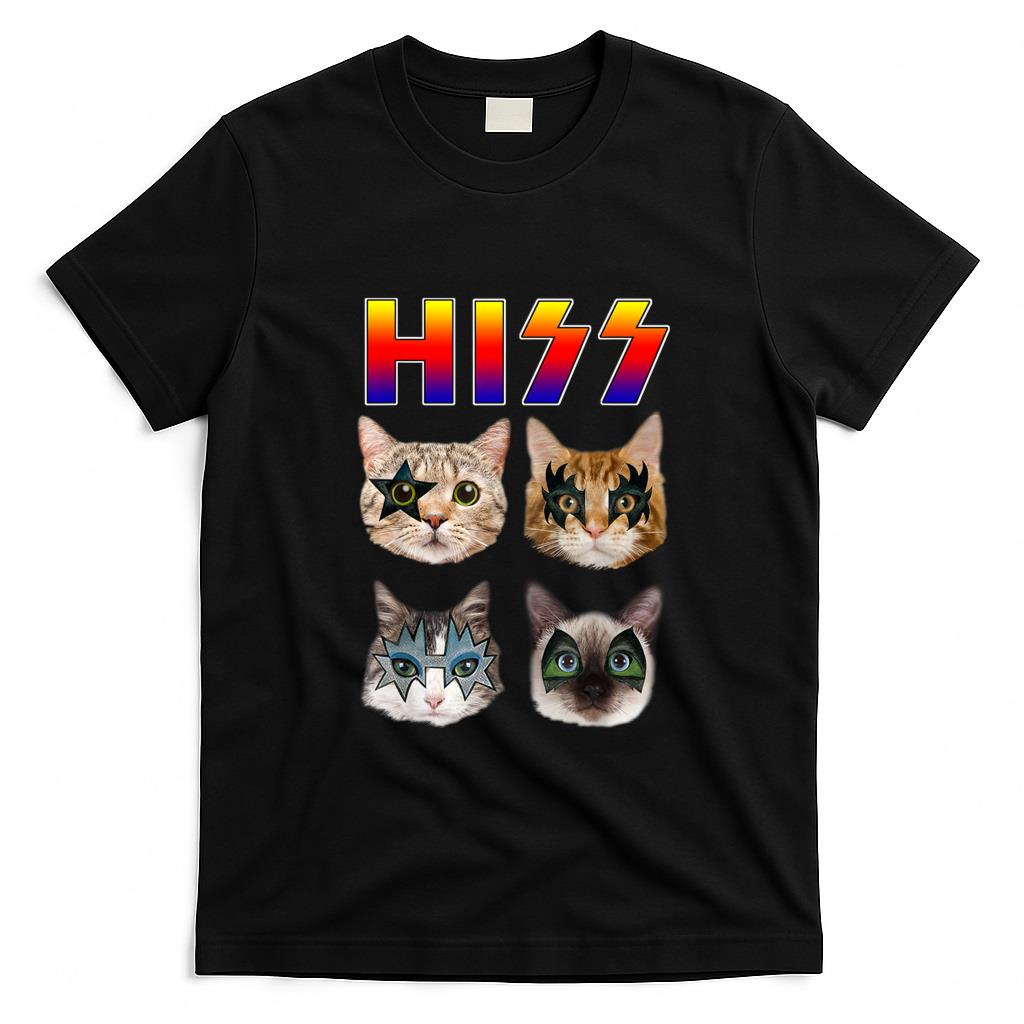 Funny Tees - Hiss Funny Cats Kittens Rock Rockin Short Sleeve T-shirt Gift Tee Pun