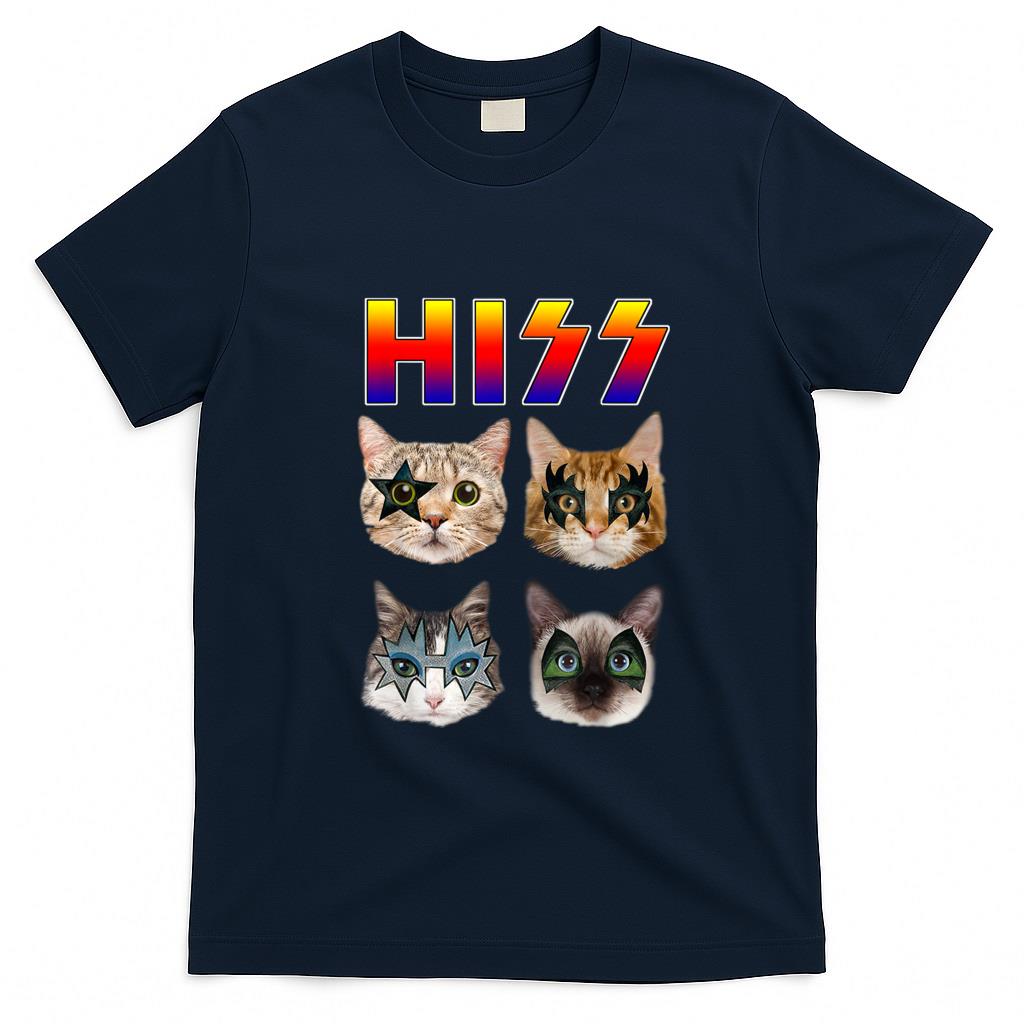 Funny Tees - Hiss Funny Cats Kittens Rock Rockin Short Sleeve T-shirt Gift Tee Pun