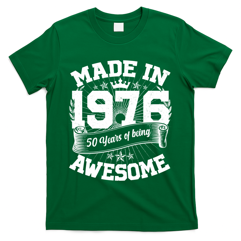 50th Birthday Vintage Crown Made In 1976 50 Years Of Being Awesome T-Shirt
