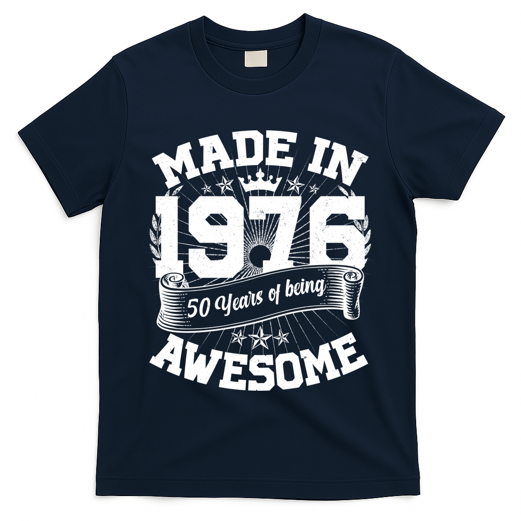 50th Birthday Vintage Crown Made In 1976 50 Years Of Being Awesome T-Shirt
