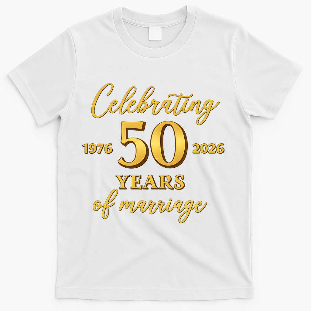 50 Years Of Marriage 1976-2026 50th Wedding Anniversary T-Shirt - White
