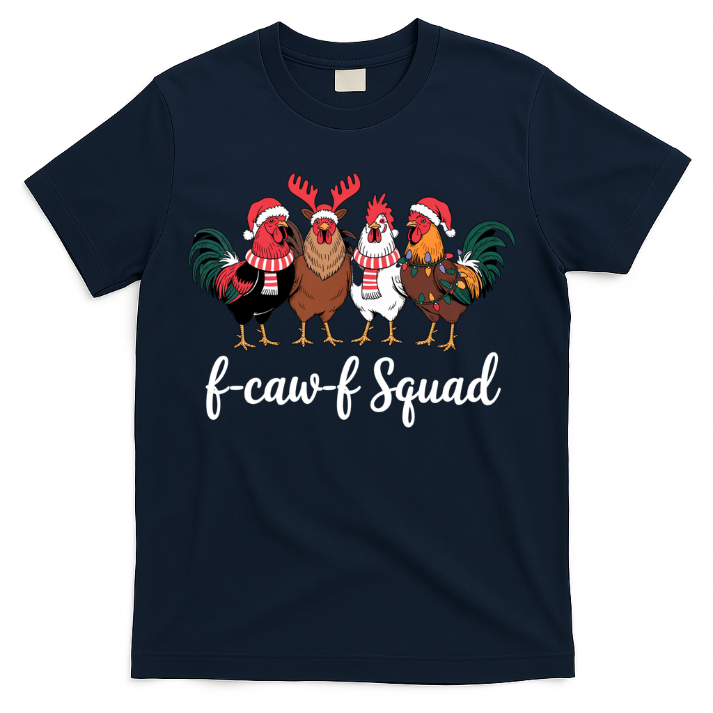 Christmas F-Caw-F Squad Funny Festive Chicken T-Shirt