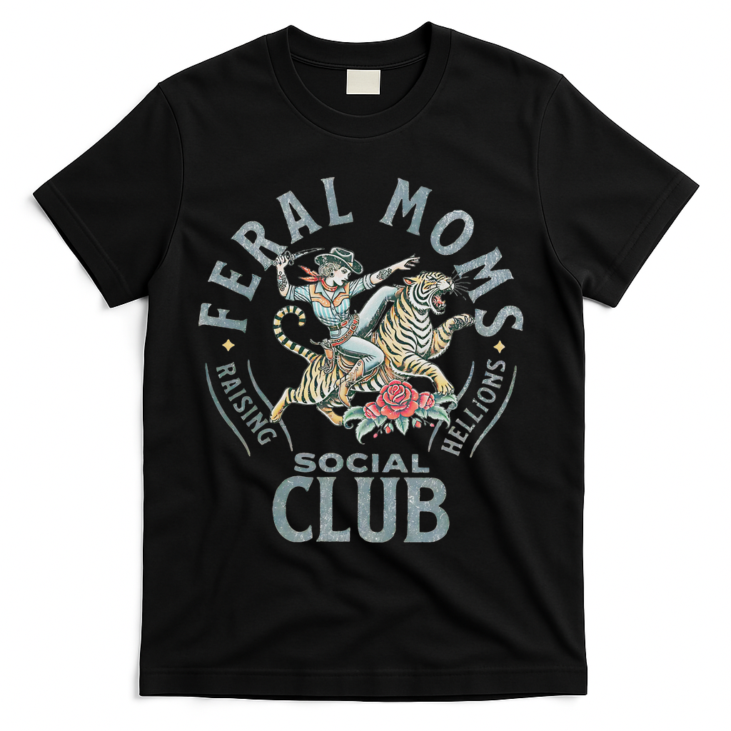 Feral Moms Social Club SomebodyS Feral Wife Mom Life Trendy T-Shirt