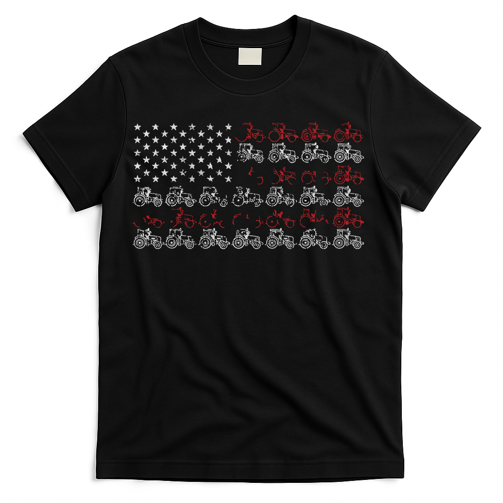 Tractor American Flag Farmer T-Shirt
