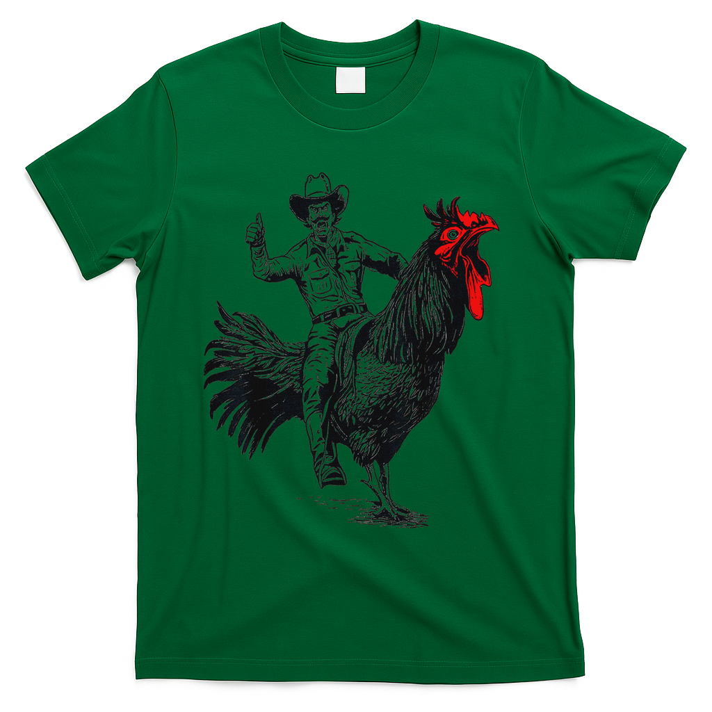 Funny Design Bachelorette Party Cool Cowboy Riding Chicken T-Shirt