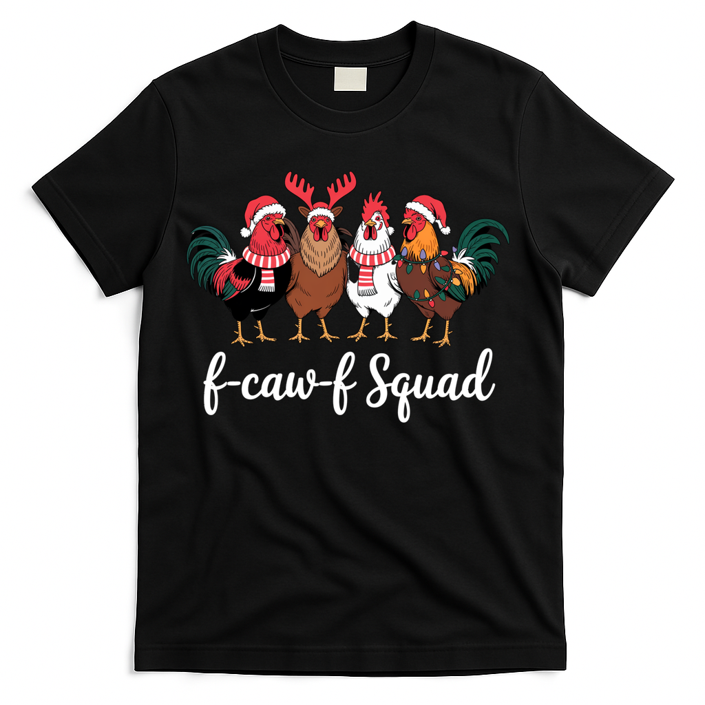 Christmas F-Caw-F Squad Funny Festive Chicken T-Shirt