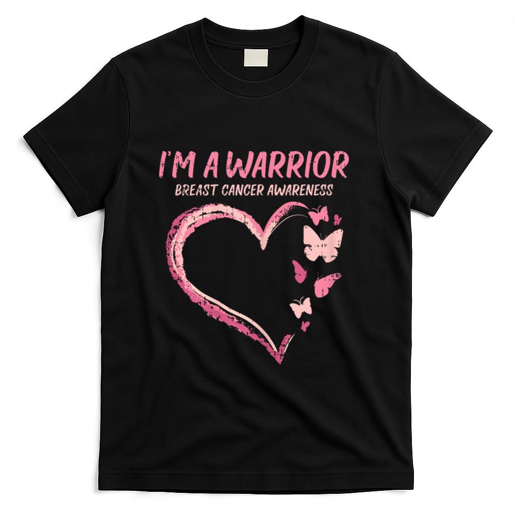 Warrior Heart Butterfly Breast Cancer Awareness Women Gift T-Shirt