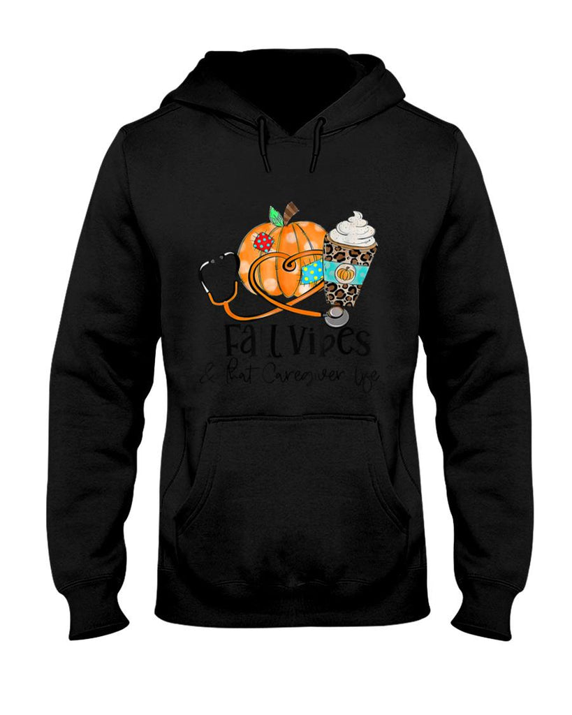 Fall Vibes And Caregiver Life Pumpkin Leopard Thanksgiving T-Shirt