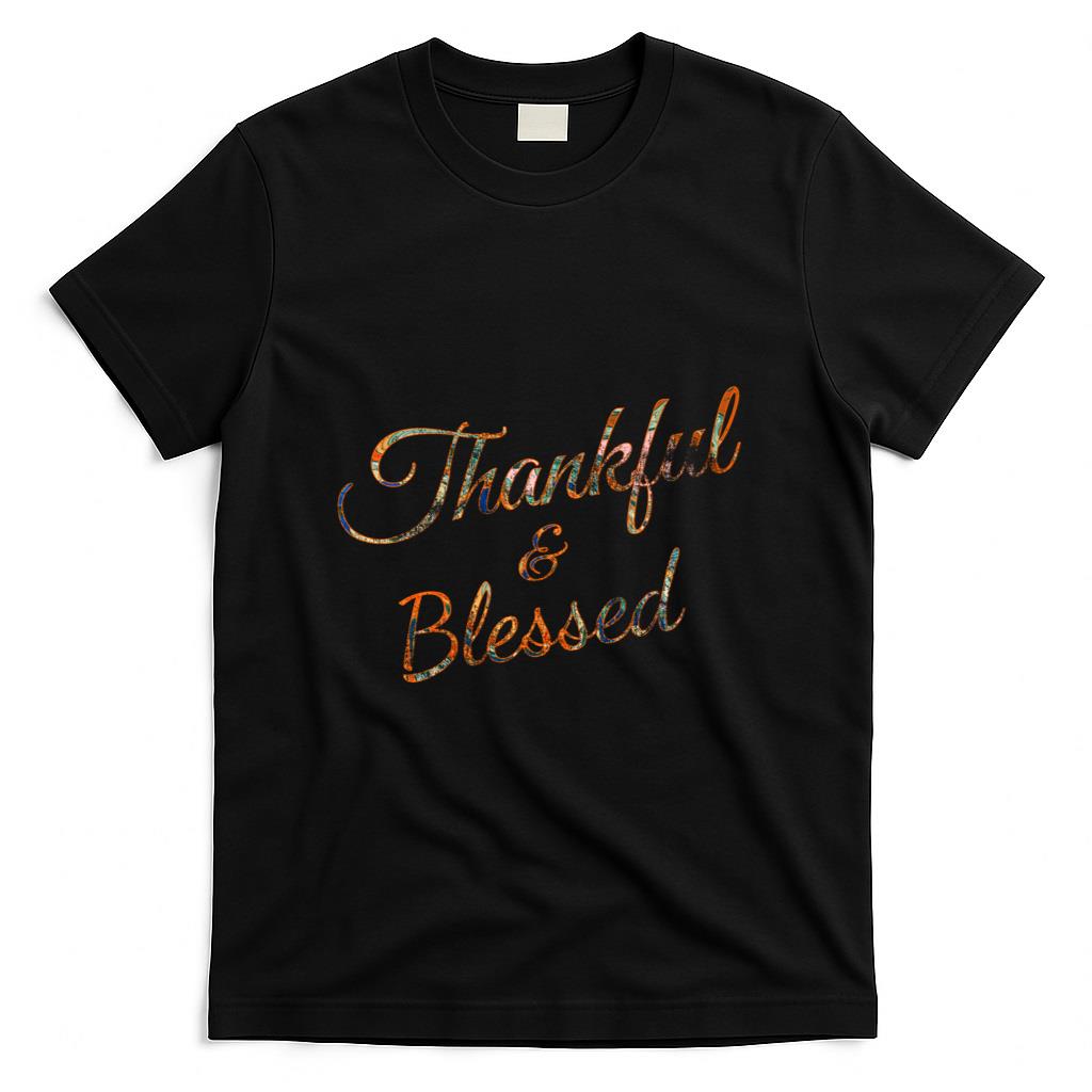 Thankful and Blessed Thanksgiving Gratitude in Fall Colors Long Sleeve T-Shirt