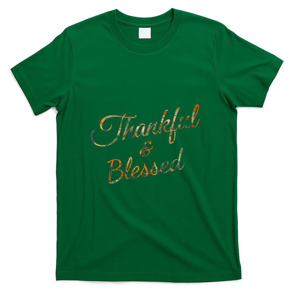 Thankful and Blessed Thanksgiving Gratitude in Fall Colors Long Sleeve T-Shirt
