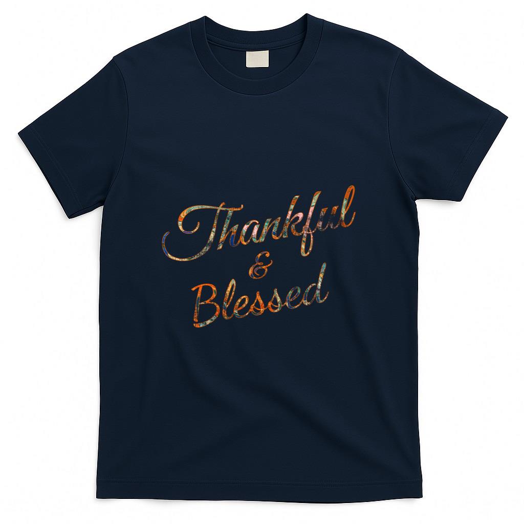 Thankful and Blessed Thanksgiving Gratitude in Fall Colors Long Sleeve T-Shirt