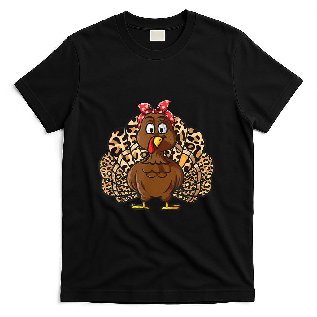Thanksgiving Leopard Turkey Women Girl Autumn Fall season T-Shirt