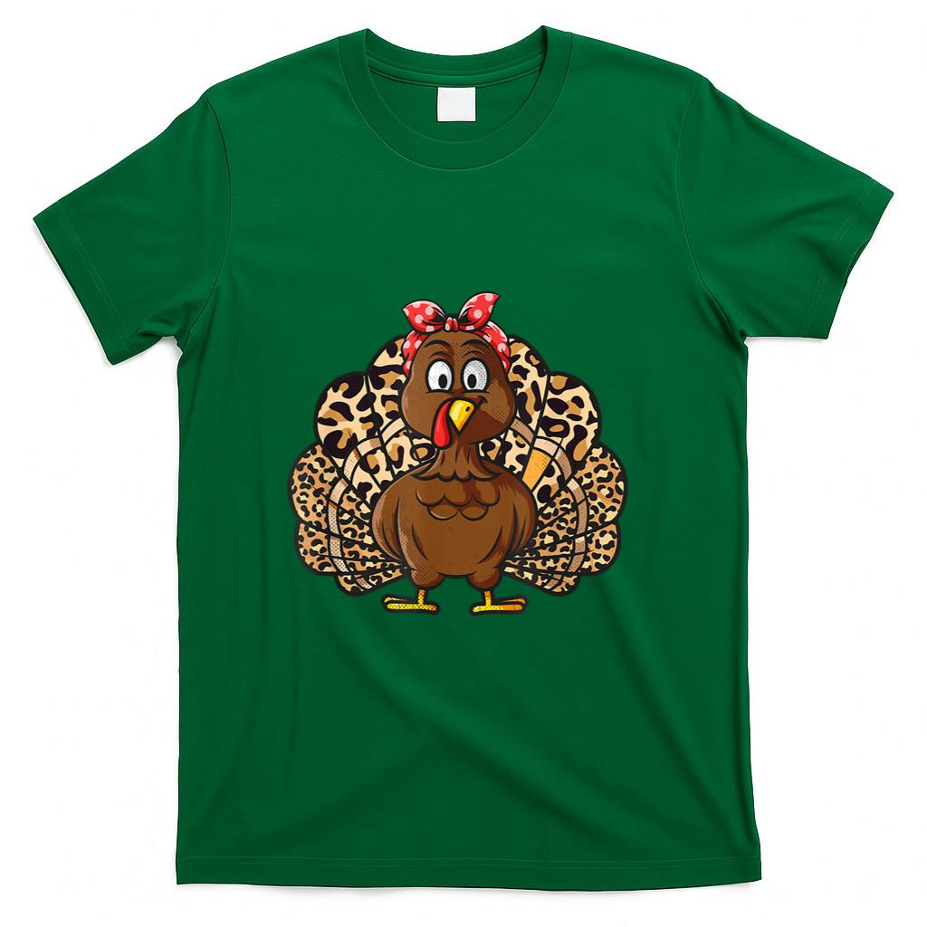 Thanksgiving Leopard Turkey Women Girl Autumn Fall season T-Shirt